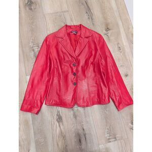 Vintage Jones New York Red Leather Jacket Womens Plus 1X Butter Soft Leather EUC